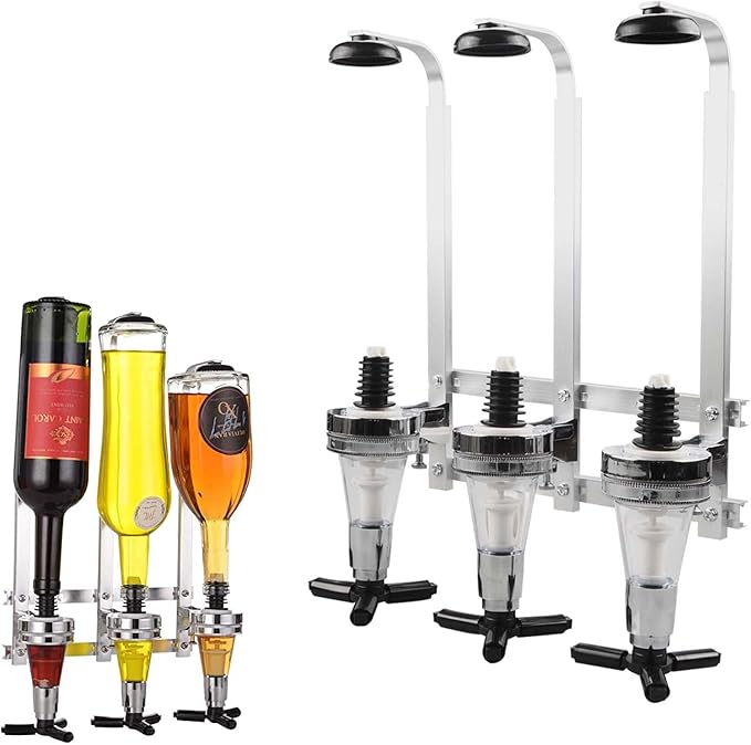 Wall Mounted Liquor Dispenser Bar Butler Drinking Pourer Wine Dispenser Machine Wall-Mounted Cocktail Tap Homebrew bar 3 Bottle by MUGLIO （30ml）