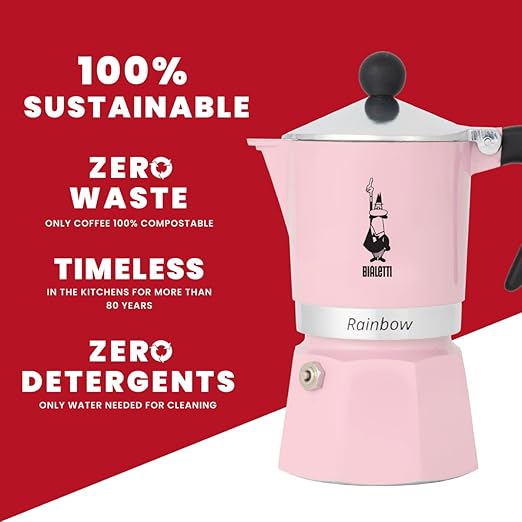 Bialetti Moka Express Rainbow (Pink, 6 Cups)