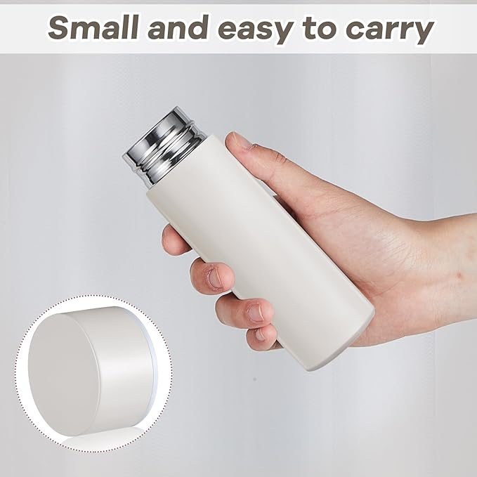 Irenare 5oz Mini Water Bottle Mini Insulated Stainless Steel Bottle Purse Water Bottle Cute Leak Proof Flask Keeps Drink Cold and Hot for Purse Women(Angel White,1 Piece)