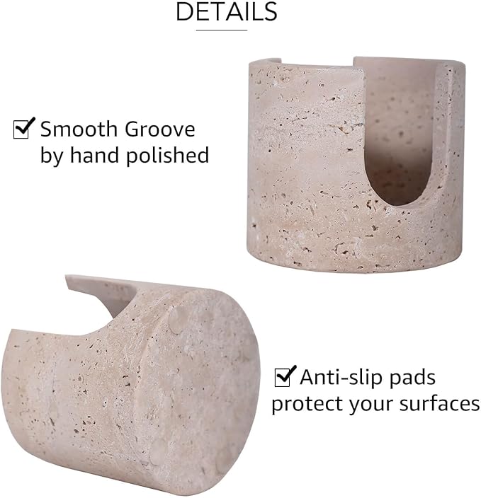 JIMEI Travertine Marble Sponge Holder for Kitchen Counter - Natural Stone Dish Drying Rack, Sponge Caddy for Sink Organizer - Durable & Stylish Kitchen Decor