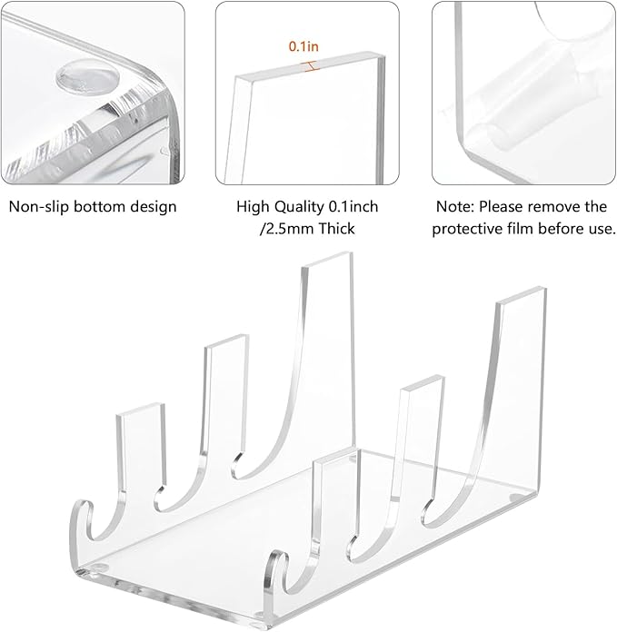 4 Pcs Acrylic 3-Tier Plate Display Stand,Clear Dinnerware Holder for China Platters Kitchen & Cabinet Organizer Rack for Tableware Display (3-Tier)