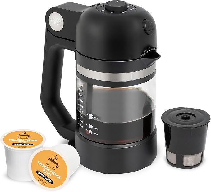 VINCI Micro Café Smallest Single-Serve Glass Coffee Brewer | Compatible with K-Cups, Pods & Ground Coffee | Enclosed & Circle Flow Brewing for Hotter, Richer Flavor | Brews 4oz to 20oz (Black)