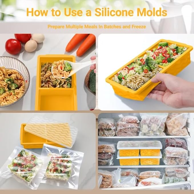 Aopigavi Silicone Freezer Tray with Lid – 2-Cup Soup Freezer Container Molds, Large Ice Cube Trays for Freezing Soup, Sauce & Broth, Meal Prep & Food Storage – Oven & Dishwasher Safe, 2-Pack