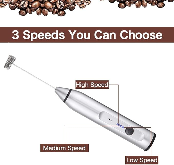 Zoocura Electric Whisk Milk Frother with 2 Whisks, Handheld Foam Maker For Coffee, Latte, Cappuccino, Hot Chocolate, Durable Drink Mixer