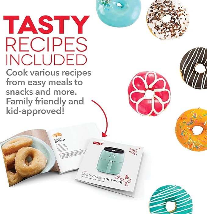 Dash Tasti-Crisp™ Air Fryer - AirCrisp® Technology - Compact Design with Adjustable Temperature Control - Nonstick Fry Basket & Auto Shut-Off Feature - 2.6 Quarts - Aqua