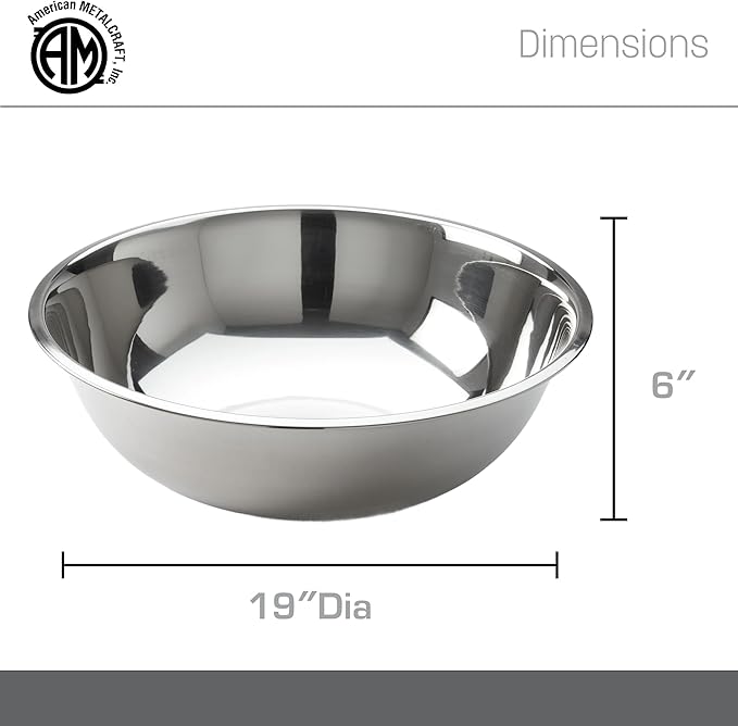 American Metalcraft 20 qt Stainless Steel Mixing Bowl,Silver