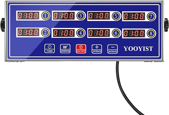 Professional Commercial 8 Channel Multiple Kitchen Timers Digital Calculagraph Programmable Loud for Restaurant Food Fryer Baking Cooking Stainless Steel Heavy Duty.