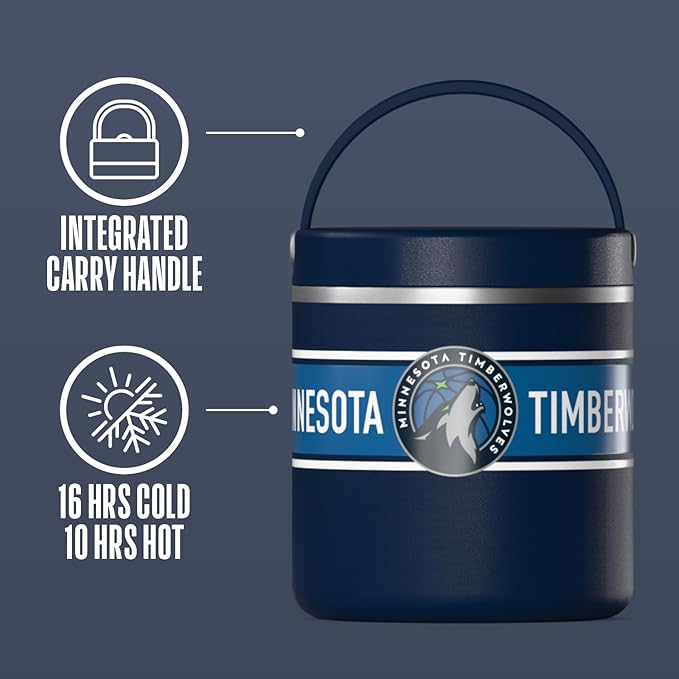 Hydrapeak x NBA Officially Licensed Minnesota Timberwolves 14oz Mini Kids Water Bottle with Straw Lid and Handle Reusable Stainless Steel Double Wall Insulated Spill Proof Sports Gift for Boys Girls