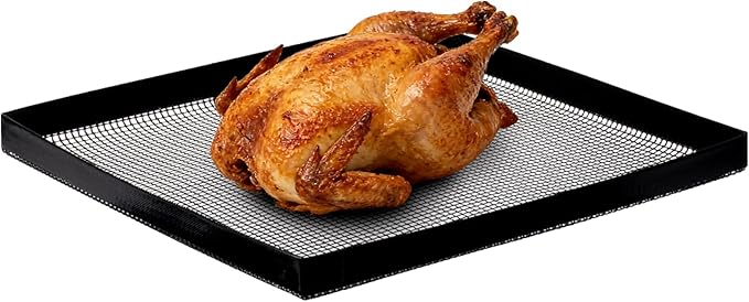 Professional-Grade 1-Pack PTFE Mesh Oven Baskets, 13.5x14.5x1 Inch Non-Stick Solid Oven Trays for Commercial Kitchens & High-Volume Cooking