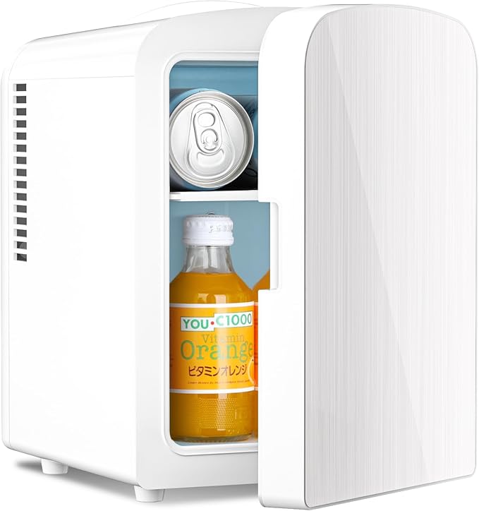 Antarctic Star Compact Refrigerator,Small Cooler for Cosmetics, Beverage and Food,Portable Mini Fridge,Skin Care 4L Capacity/6 Cans, Cooler and Warmer for Bedroom, Car, Office & Dorm,White