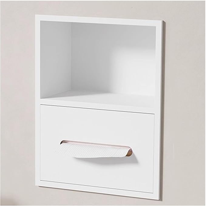 Hidden Trash Can Cabinet, Stainless Steel Recessed Bathroom Shower Niche, Waterproof Wall Niche Toilet Tissue Holder, Built-in Trash Can Alcove Toiletries Storage Rack
