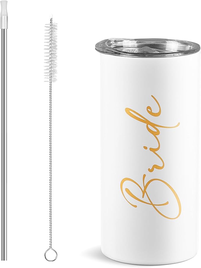 Bride Tribe Gifts Set of 6 Cups Bachelorette Party Favors Wedding Gifts for Bridesmaid Bride Stainless Steel Skinny Tumbler with Lid and Straw 15 OZ Pink