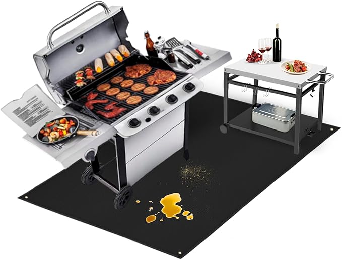 TOHONFOO 60 x 48 in Under Grill Mat for Outdoor Grill - Fireproof BBQ Mats for Grilling to Protect The Deck, Patio, Pavers - Easy to Clean Indoor Fireplace Mat - 1mm