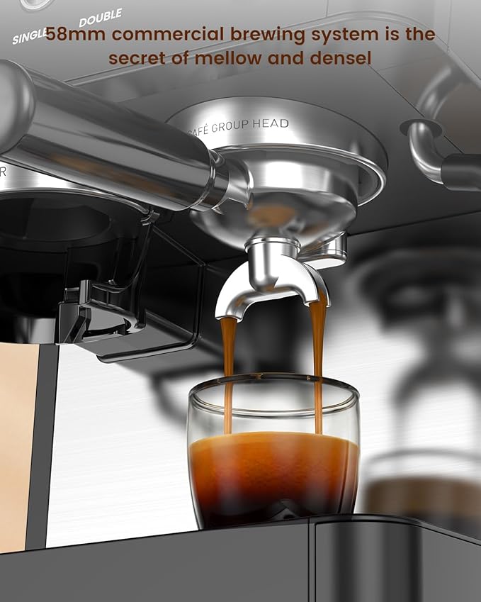 (2026 Upgrade) Espresso Machine with Grinder, Expresso Coffee Machines with Built-in Anti-Clog Coffee Grinder/Milk Steam Wand/Frother, Expresso Machines for Home Perfect Cappuccino & Latte-Matte Black