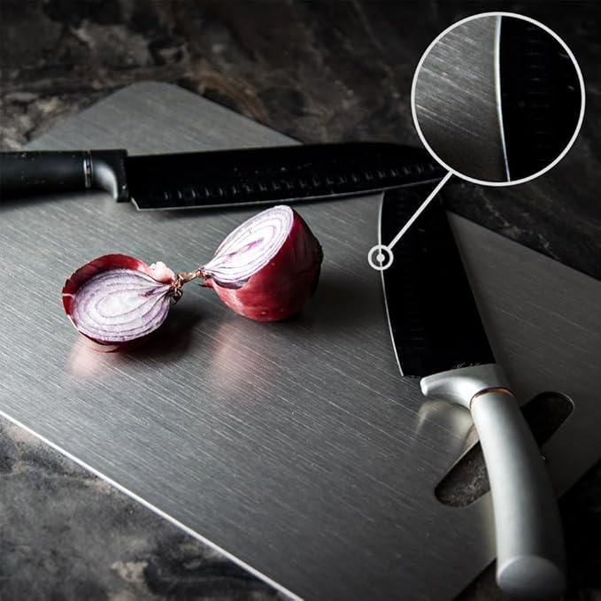 Titanium Cutting Board - 100% Pure Titanium Cutting Boards for Kitchen - Cutting Edge Hygiene & Durability, 1 Pack Double Sided Medical-grade Titanium Cutting Mat, Easy to Clean (14"L x 10"W)