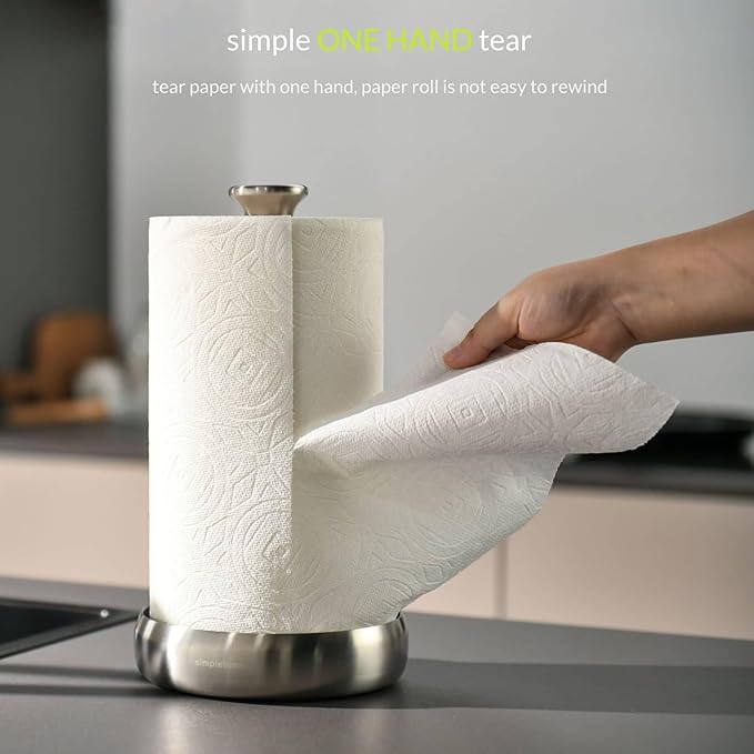 simpletome Paper Towel Holder Countertop Keep It Rolled Up Weighted Base (304 Brushed Silvery)