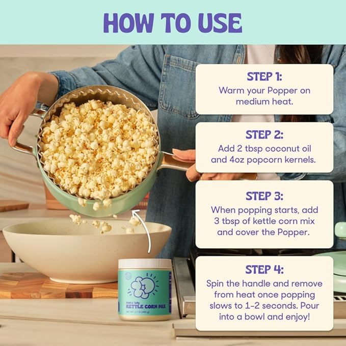 Popsmith Popcorn Kettle Corn Seasoning Mix - 17oz Jar - Sweet n Salty Popcorn Seasoning Powder - Vegan and Gluten-Free - Kettle Corn Popcorn Seasoning Made in USA