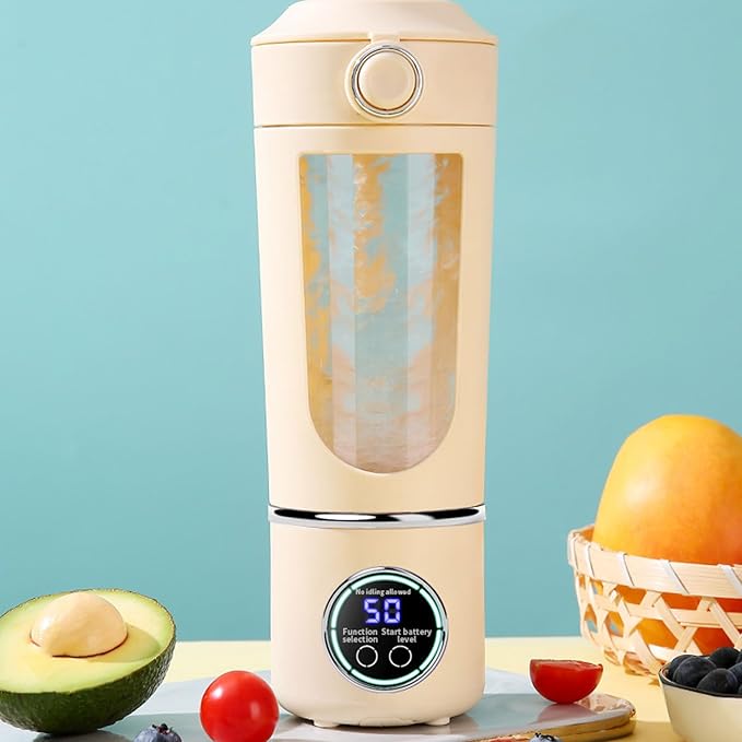 Portable Blender, 700ML 12 Blades Rechargeable Mini Juicer Cup Travel Blender with Magnetic Lock for Gym Home Office Sports Outdoor (Beige)