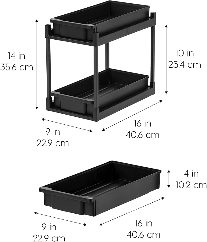 IRIS USA Under Sink Organizer, Bathroom Organizers and Storage, Pull Out Under Cabinet Kitchen Shelf Pantry Under Counter, Cleaning Supplies, Vertical Spice Rack Slide Out Drawers, Easy Assembly