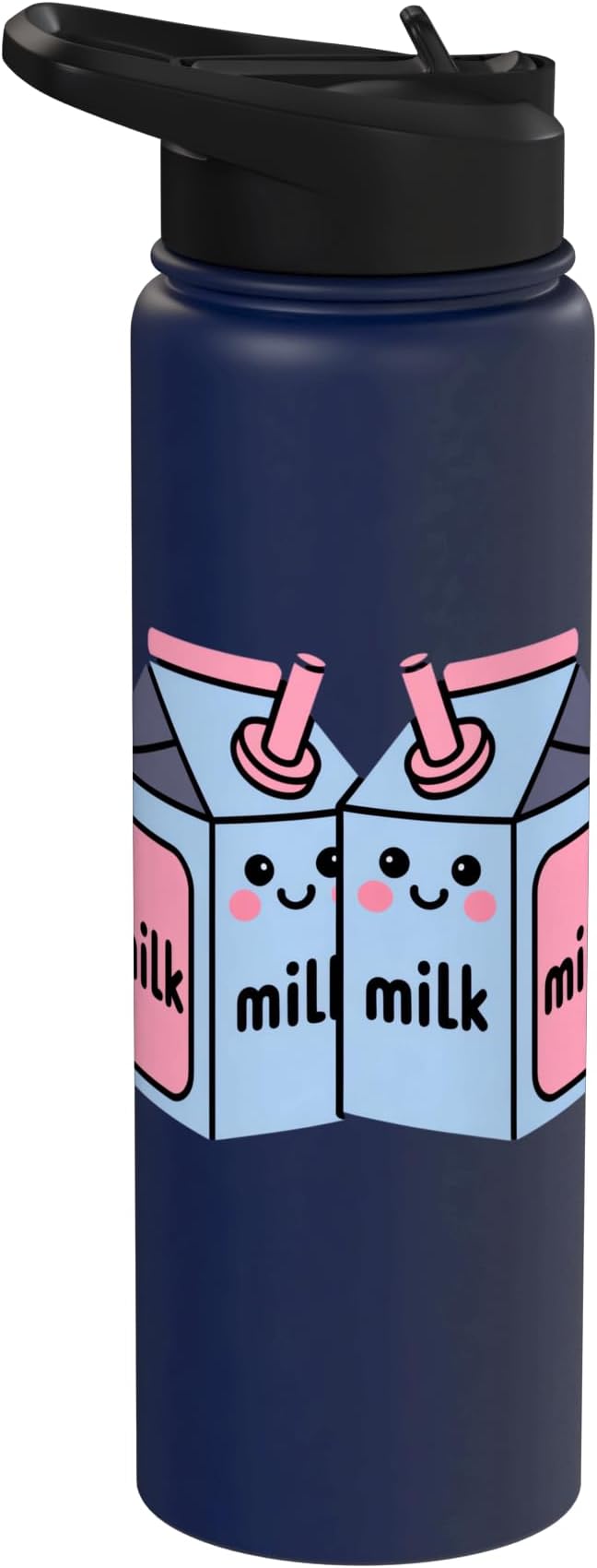 Milk Carton Kawaii Cute Smiling Milk Stainless Steel Insulated Water Bottle