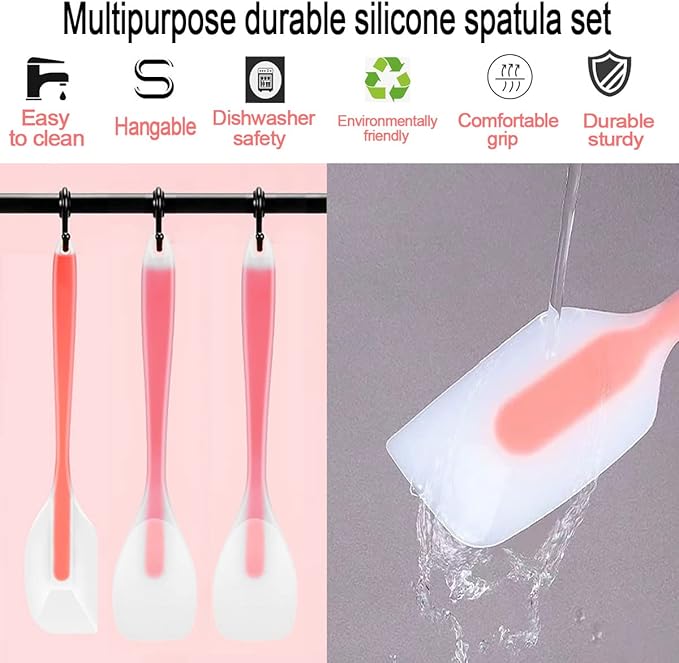 9Pcs Spatulas Silicone Heat Resistant Silicone Spatula Set Small Mini Long Jar Spatulas for Nonstick Cookware, Rubber Silicone Spoon Spatula Set for Baking Mixing Cooking Kitchen Utensils Set