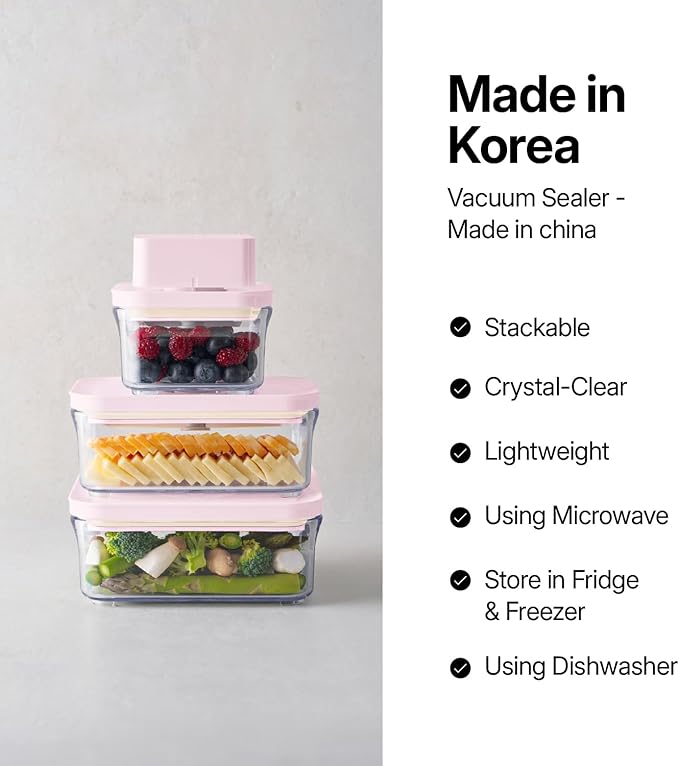 VAKUEN Premium Airtight Food Storage Containers ROSE Rectangular 1.06qt 2P/SET, Patented Double Silicone Lining, 100% Leak Proof, BPA-FREE