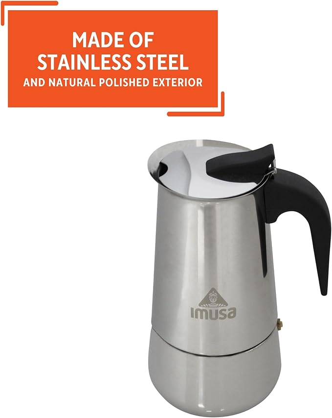 IMUSA USA B120-22062M Stainless Steel Stovetop Espresso Coffeemaker 6-Cup, Silver