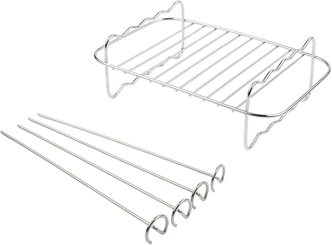 304 Stainless Steel Air Fryer Rack, Dual Basket Accessory for DZ201 40 550 Stackable Cooking Rack for Oven Microwave Steamer 20x15x6cm