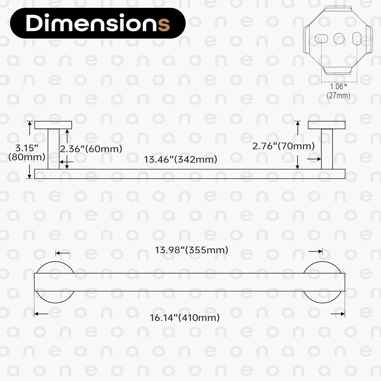 16 Inch Bathroom Towel Bar Bath Towel Rack Kitchen Towel Holder Towel Hanger Wall Mounted SUS304 Stainless Steel 2 Pack Polished Chrome AN4001CH-L16-P2
