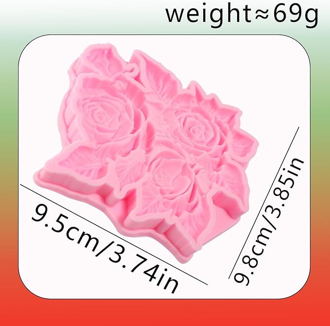 Rose Chocolates Silicone Molds, Flower Buds Leaves Wedding Cake Fondant Molds, Food-Grade Materials for Kitchen Baking, DIY Candy, Cookies Flower Paste Muffins Clay Resin Plaster-1Pcs