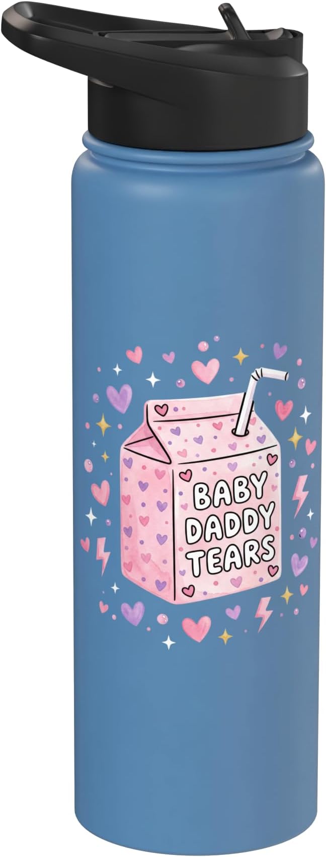 Baby Daddy Tears Retro Pink Milk Carton Hearts Aesthetic Stainless Steel Insulated Water Bottle