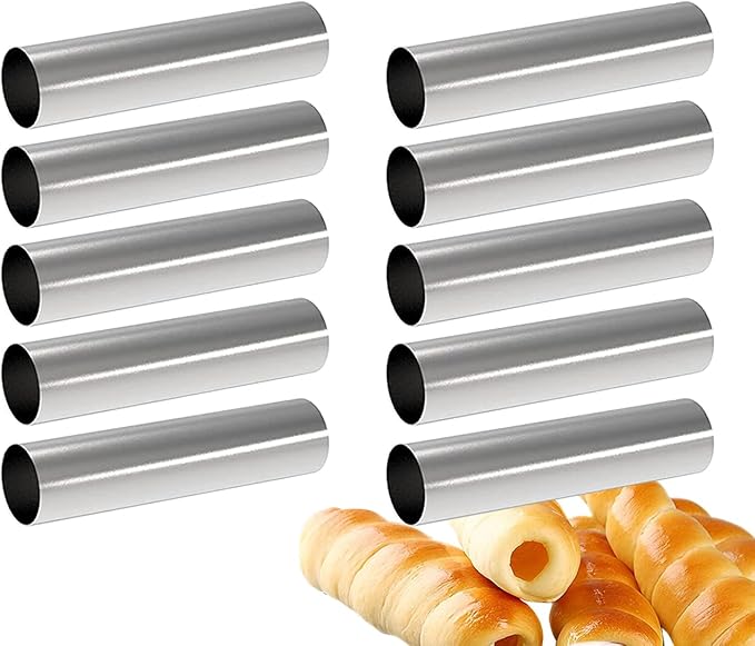 Cannoli Tubes Set, 25 Pack Large Cannoli Forms with Cleaning Brush, Reusable Silicone Piping Bag and Long Piping Tip, Stainless Steel Kitchen Tool DIY Dessert Supplies