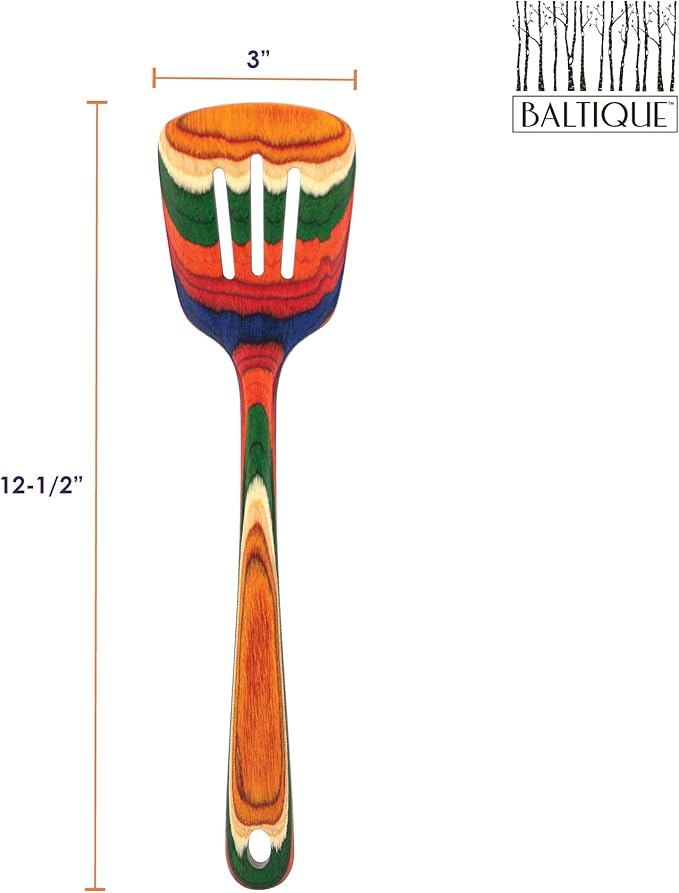 Totally Bamboo Baltique Marrakesh Collection 12-1/2" Wooden Slotted Spatula, Safe for Nonstick