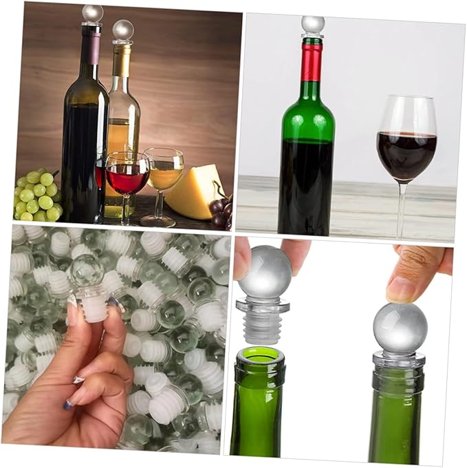 Healifty 24pcs Glass Ball Wine Stoppers Vacuum Pump Bottle Stopper Aroma Dispenser Decorative for Wine Oil Perfume Bottles