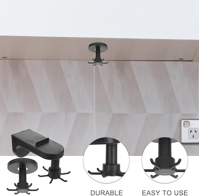2pcs Rotatable Wall Mounted Kitchen Utensil Hooks, 6-Claw Plastic Hanging Holders for Kitchen Storage and Organization, Punch-Free Adhesive Hooks for Cooking Tools