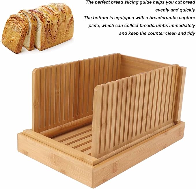 Bread Slicer,Bread Slicer For Homemade Bread,Bamboo Foldable Bread Slicing Guide Toast Loaf Cutting Guide Slicing Maker Kitchen DIY Baking Pastry Tools