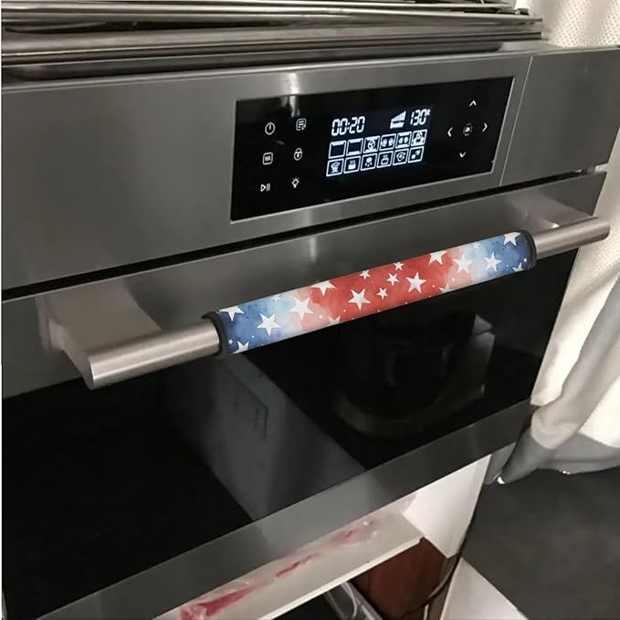 4th of July Refrigerator Door Handle Covers Set of 6 Patriotic America 250th Anniversary Decor Handles Keep Clean Anti-Slip Fridge Accessories Home Decor, USA Theme Star Pattern