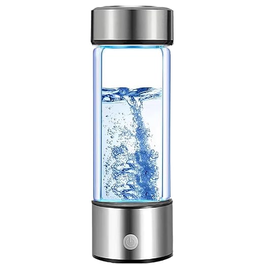 Hydrogen Water Bottle Generator Machine Updated, Portable Hydrogen Water Ionizer Machine Rechargeable, Hydrogen Rich Water Glass Health Cup 420ml (HEPA Replacement Filter PJ01)