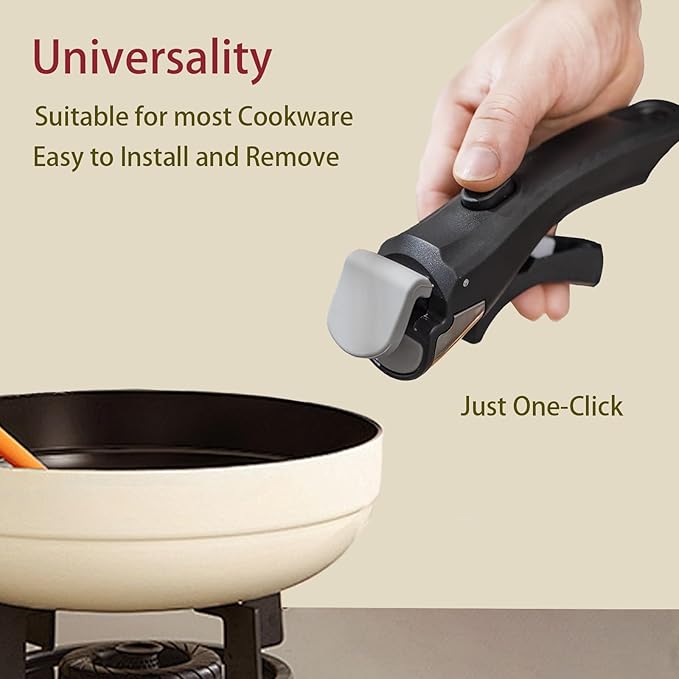 Removable Handle, Detachable Pot Handles with 2 PCS Silicone Oven Mitts Heat Resistant, Universal Pan Handle, Replacement Handles for Pots and Pans, Fits All Cookware-Black