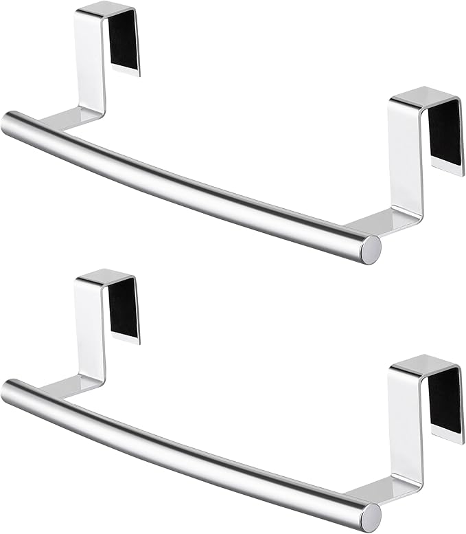 KES Over The Cabinet Door Towel Rack, Kitchen Towel Rack Over Cabinet Towel Bar Towel Holder SUS304 Stainless Steel 2 Pack Polished Steel, KTH200S26-P2