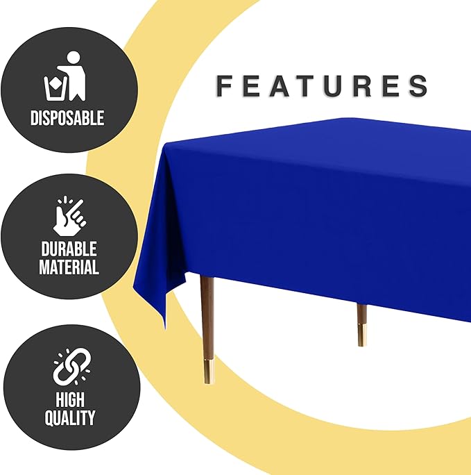 Party Solids 66% Thicker Premium Plastic Table Cloth Rectangle Table Cover 0.5 Mil 12 Pack Dark Blue Table Cloth 54 Inch x 108 Inch Disposable Tablecloth Won't Tear Easily Like Cheap Thin Brands