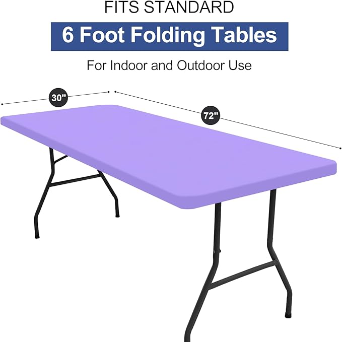 homing Rectangle Table Cloth Cover, Waterproof Polyester Elastic Fitted Tablecloth, Fits for 6 Foot Folding Tables, Washable Table Protector for Picnic, Camping, Outdoor (Lavender, 30" x 72")