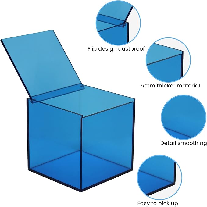 Coffee Capsule Storage Box Coffee Pod Holder Organizers Accessories Anti Dust Durable Clear Acrylic Box for House and Office Use, Blue, 5x5 In