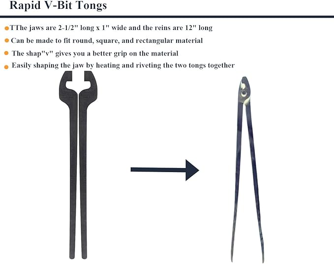 Rapid Tongs Bundle Set 6 Type of Tong Bundles Set DIY Rapid Tongs Comes with Rivet for Beginner Futher Smithing