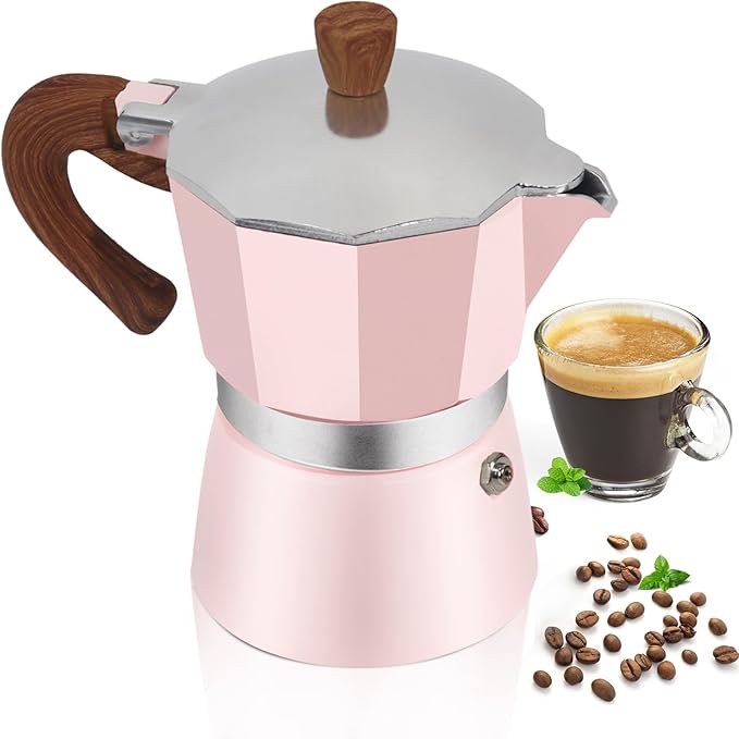 Aluminum 9 Cup 450ml Moka Pot Express Coffee Maker Stovetop Espresso Colorful Coffeemaker Italian Classic Style Brewing Greca Cafe Mocha Machine for Cafeteras Lover Camping Travel and Home Use 15oz