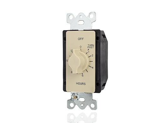 NSI A512H Tork Spring-Wound in-Wall Twist Timer with 12-Hour Length and Ivory Faceplate for Automatic Shutoff of Fans or Light