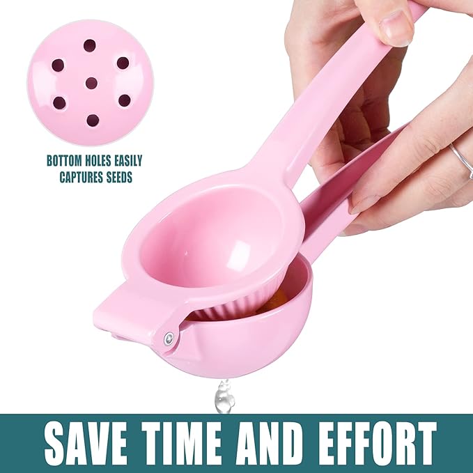 Manual Juicer Citrus Lemon Squeezer, Fruit Juicer Lime Press Metal, Professional Hand Juicer Kitchen Tool(Pink）