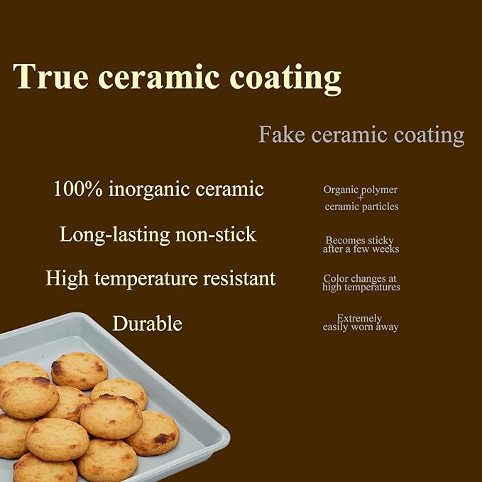 Ceramic Baking Sheet, Cookie Sheets for Baking 14x9", Non-Stick & Non-Toxic Ceramic Coating, 2.2mm Thick Aluminum Oven Trays for Cooking, PTFE & PFOA Free