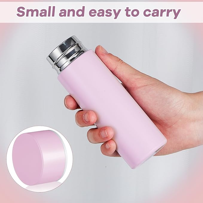 Irenare 5oz Mini Water Bottle Mini Insulated Stainless Steel Bottle Purse Water Bottle Cute Leak Proof Flask Keeps Drink Cold and Hot for Purse Women(Purple,1 Piece)