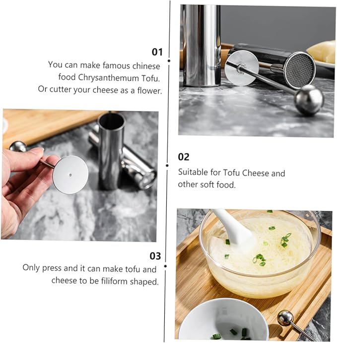 Cabilock 3pcs Stainless Steel Tofu Press Mold Chrysanthemum Tofu Maker for Homemade and Cheese Kitchen Tool for Easy Slicing and Shaping